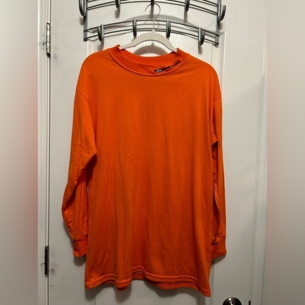 VINTAGE 90s teamwork athletic apparel Mens L long sleeve Tee USA orange workwear